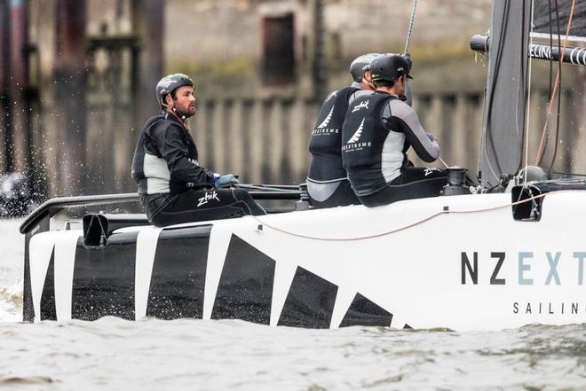 Act 5, Extreme Sailing Series Hamburg – Day 2 – A day of changing fortunes for NZ Extreme Sailing Team saw them drop from second after the penultimate race to finish the day in fifth. ©  Lloyd Images